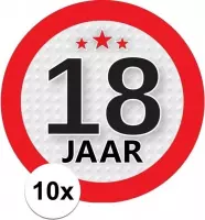 10x 18 Jaar leeftijd stickers rond 9 cm - 18 jaar verjaardag/jubileum versiering