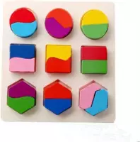 2 verschillende puzzels - cirkel - vierkant - zeshoek - kleuren - leerrijk - educatief - geometrie