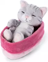 present pets  - Zinaps 47141 Cuddly Toy Pink Purple Mand 12 cm - Slapende Kitties Pluche Speelgoed Meisjes, Jongens & Baby's - Soft Speelgoed Kat voor knuffelen, Spelen & Slapen - Cosy Cuddly