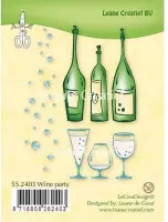 Leane Creatief - stempel Wine party 55.2403 - champagne fles glazen - feestdagen kerst proost nieuwjaar clearstamp