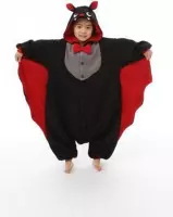 KIMU Onesie vleermuis pak kind vampier kostuum - maat 128-134 - vleermuispak vampierpak jumpsuit pyjama halloween