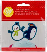 Wilton - Cupcake decoratie - Snowman & Friends - 12stuks