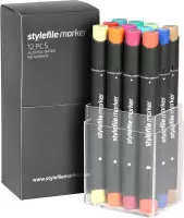 Stylefile Twin Marker 12 Main B Set - Hoge kwaliteit stiften, ideaal voor designers, architecten, graffiti artiesten, cartoonisten, & ontwerp studenten