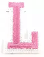 Alfabet Strijk Letter Embleem Patches Roze Wit Letter L / 3.5 cm / 4.5 cm