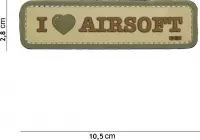 101 Inc Embleem 3D Pvc I Love Airsoft Coyote  16069