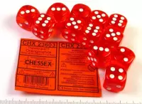 Chessex Translucent Orange/white D6 16mm Dobbelsteen Set (12 stuks)