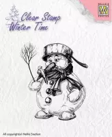 WT001 - Nellie Snellen clearstamp - stempel - Winter Time Sneeuwman - stempel kerstmis sneeuwpop