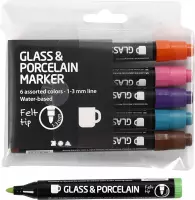Creotime Verfstift Glas- & Porselein 6 Stuks Extra Multicolor
