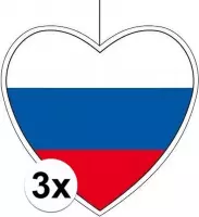3x Hangdecoratie hart Rusland14 cm - Russische vlag WK landen versiering
