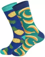 Fun sokken, 2 verschillende, met Ananas en Banaan (31001)