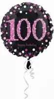 Folie ballon Sparkling 100 jaar roze