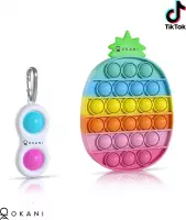 Okani© - Fidget toys pakket - Pop it Regenboog – Pop it Ananas – Simple Dimple – Pop it Fidget Toys Goedkoop onder de 15 euro – Sleutelhanger -  Tiktok speelgoed