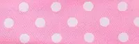 SR1204-06 Satin white Polka Dots 10mm 20mtr light pink