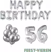 56 jaar Verjaardag Versiering Ballon Pakket Zilver
