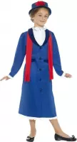 Smiffys Kinder Kostuum -Kids tm 9 jaar- Victorian Nanny Blauw
