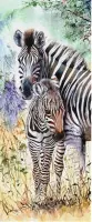 Diamond Painting - Volwassenen - Complete set - Zebra met jong - 20 x 50 cm