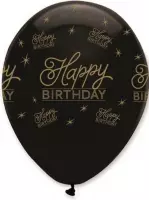 JDBOS ® 10 ballonnen (zwart) met gouden opdruk Happy Birthday - verjaardag