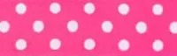 SR1204/7-175 Satin white Polka Dots 7mm 25mtr shocking pink