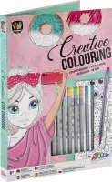 Kleurboek voor kinderen | Creatief kleurboek inclusief 8 fineliners | 48 designs | All-in map | kleuren voor meisjes | Grafix