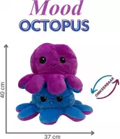 Octopus - KOLOSS cutie - mood knuffel groot - 40cm x 37cm - blauw/paars+een kleine cadeaupus