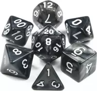 Polydice set – Dobbelstenen voor Dungeons & Dragons – 7 delig Marmer Zwart Wit – Polyhedral dice set - Dobbelsteen