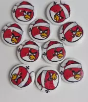 *** 10 Houten Angry Birds knopen - 2 gaatjes - vogels - knoopjes - cartoon - 19 mm x 19 mm - 10 stuks - baby - kind - cadeau - kado ***