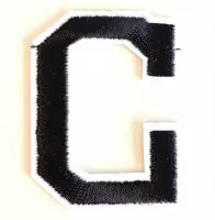 Alfabet Strijk Letter Embleem Patches Zwart Wit Dun Randje Letter G / 4 cm / 5 cm