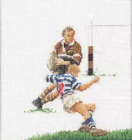 Thea Gouverneur - Borduurpakket met telpatroon - 3037A - Voorgesorteerde DMC Garens - Rugby - Aida - 16 cm x 17 cm - DIY Kit