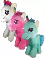 Rainbow Unicorn Pluche Knuffel Set van 3 (Wit, Roze, Turquoise) 30 cm | Regenboog Eenhoorn Peluche Plush Toy | Speelgoed Knuffeldier Knuffelpop voor kinderen | Extra zacht en lief