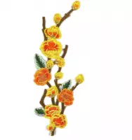 Bloesem Bloemen Tak Strijk Embleem Geel Oranje 9.5 cm / 27.5 cm / Geel Oranje