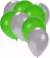 30x ballonnen zilver en groen