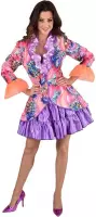 Magic By Freddy's - Hippie Kostuum - Kunstzinnige Aquarel Bloemen Jas Vrouw - roze - Small - Carnavalskleding - Verkleedkleding
