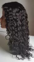 Braziliaanse remy pruik 24 inch diepe golf echt menselijke haren -donkerbruin- real human hair 4x4 lace closure pruik