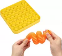 ZTWK© - Fidget toys pakket - Pop it vierkant geel + Pea popper + Mesh and marble - 3 stuks