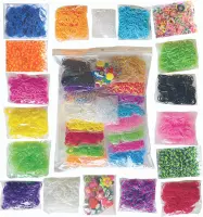 Loombandjes Starterspakket met 4.800 loombandjes -  Om Sieraden te Maken  - 16 kleuren Loom Elastiekjes - Incl. Bedels, S-clips en Glow in the Dark Loom Bands - Loombandjes Pakket