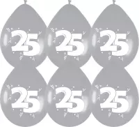 Ballonnen Metallic Zilver "25" (12ST)