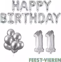 11 jaar Verjaardag Versiering Ballon Pakket Zilver
