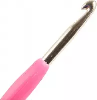 haaknaald - rvs met kunststof greep - 10 mm - roze