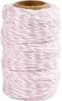 Katoenkoord, dikte 1,1 mm, wit/lichtrood, 50m