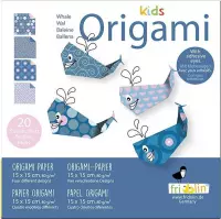 Kids Origami: WALVIS 15x15cm, met zelfklevers, 20 bladen met 4 verschillende  tekeningen en zelfklevers, 6+