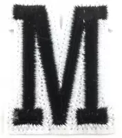 Alfabet Strijk Embleem Letter Patch Zwart Wit Letter M / 3.5 cm / 4.5 cm