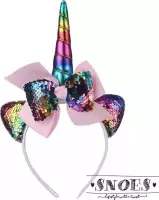 Snoes * Eenhoorn Diadeem voor Kinderen met strik en Glitters * Regenboog * Rainbow * Unicorn * Uitdeel Kado Cadeau * Verjaardag * Unicorn Haarband