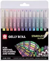 Sakura Gelly Roll Stardust Glitter Set van 12 Gelpennen verpakt in een Zipperbag + 25 Vel Zwart Papier