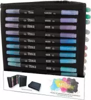 Watercolour Dual-tip Pens & Caddy (36pk) Brush & Fine in allerlei kleuren