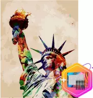 Pcasso ® Vrijheidsbeeld Artistiek - Schilderen Op Nummer – Incl. 6 Ergonomische Penselen & Geschenkverpakking - Schilderen Op Nummer Volwassenen – Statue of Liberty – Kleuren Op Nu