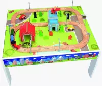 Toytopia houten speeltafel trein en accesoires 75pcs Wooden Train Table Set