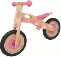 Playwood - Houten loopfiets roze bloem met foambanden - tweewieler