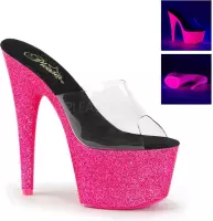 Pleaser Muiltjes -36 Shoes- ADORE-701UVG Paaldans schoenen Zwart/Roze