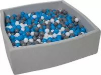 Zachte Jersey baby kinderen Ballenbak met 1200 ballen, 120x120 cm - wit, blauw, grijs