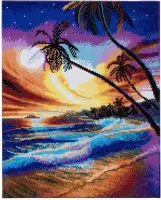 Diamond Painting Crystal Art Kit® Tropical Beach , 50x40cm, full painting